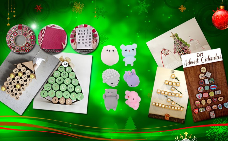 diy Christmas advent calendar with mochi squishy in the box, moshi squishies, mochy squishy